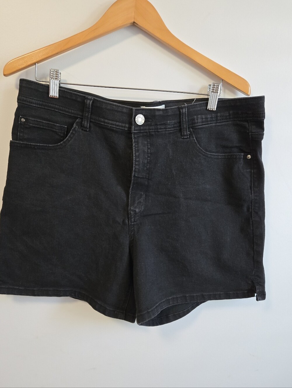 Angels Women's Black Denim Shorts With Stretch Waistband